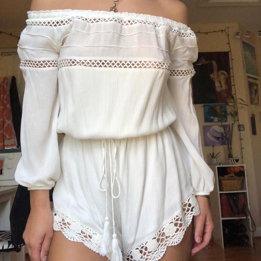 Off shoulder beachy romper